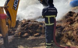 Altınova’da çıkan yangında 100 saman balyası kül oldu